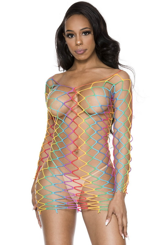 Over The Rainbow Diamond Net Lingerie Chemise