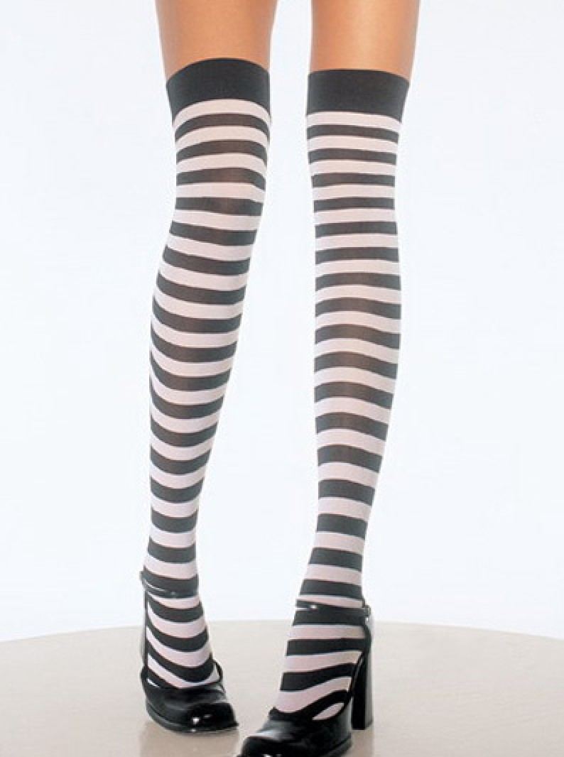 Black/White Candy Cane Thigh Highs