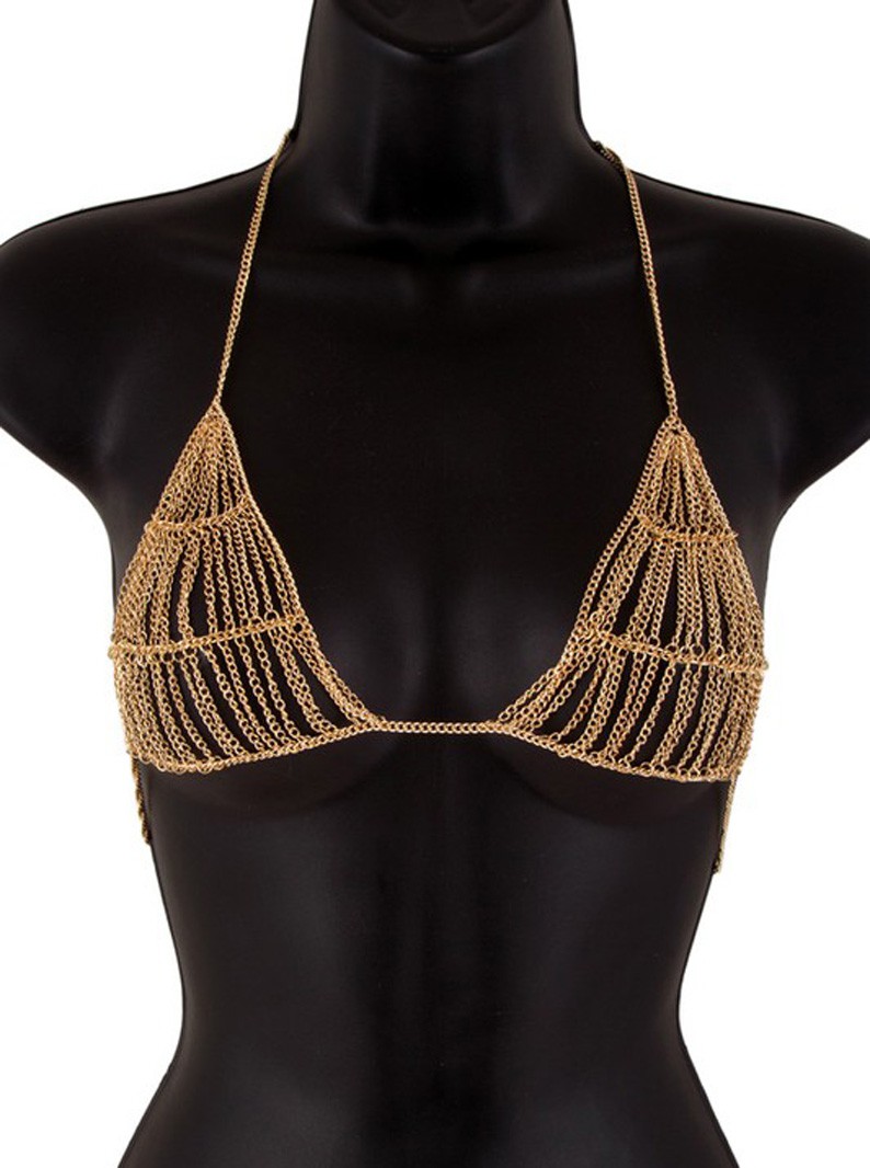 Metal Body Chain Bra Top