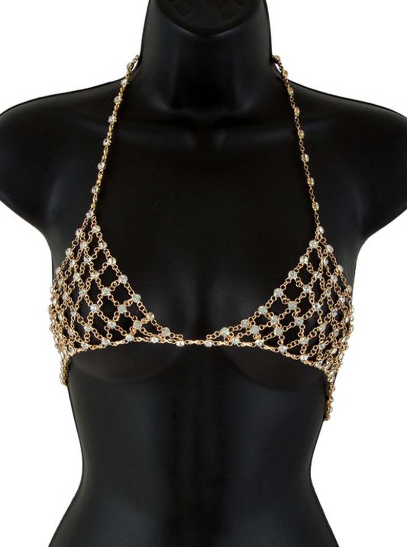 Crystal Body Chain Bra Top