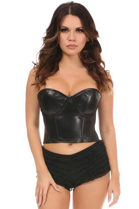 Lavish Faux Leather Underwire Bustier