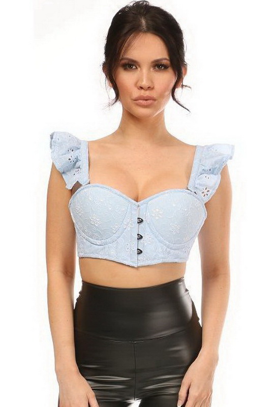 Lavish Light Blue Ruffle Sleeve Bustier