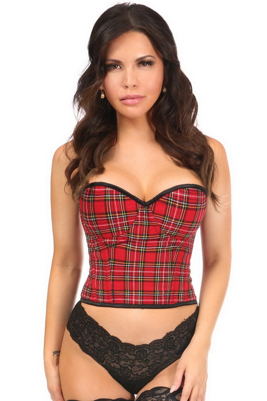 Lavish Red Plaid Underwire Bustier