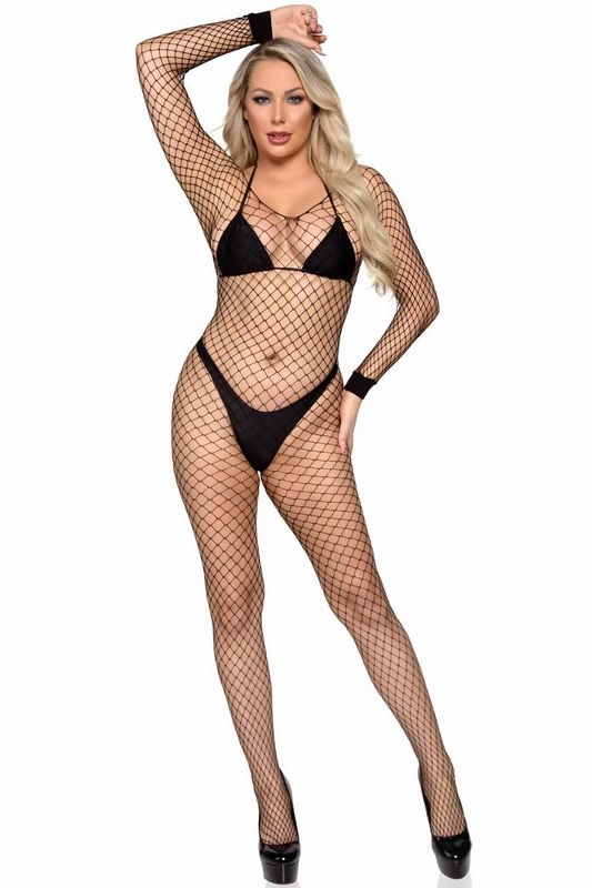 Tina's Industrial Net Open Crotch Bodystocking