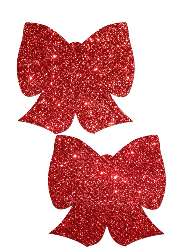 Red Bow Glitter Pasties