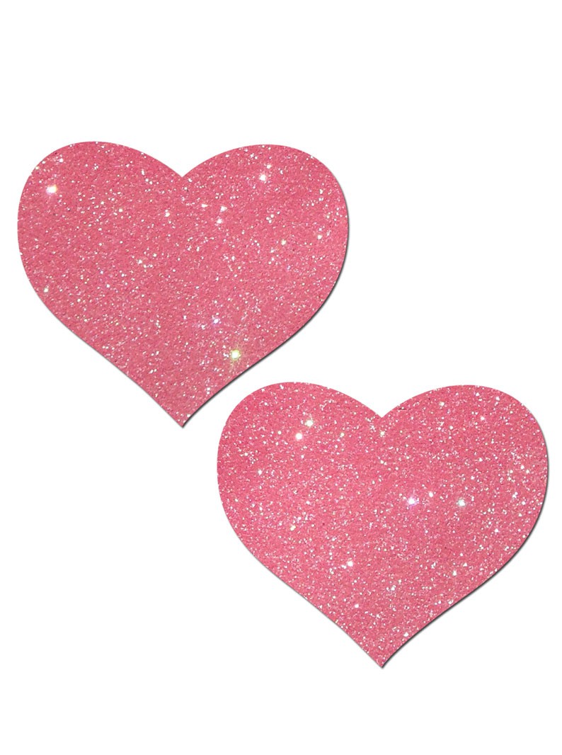 Bubble Gum Pink Glitter Heart Pasties