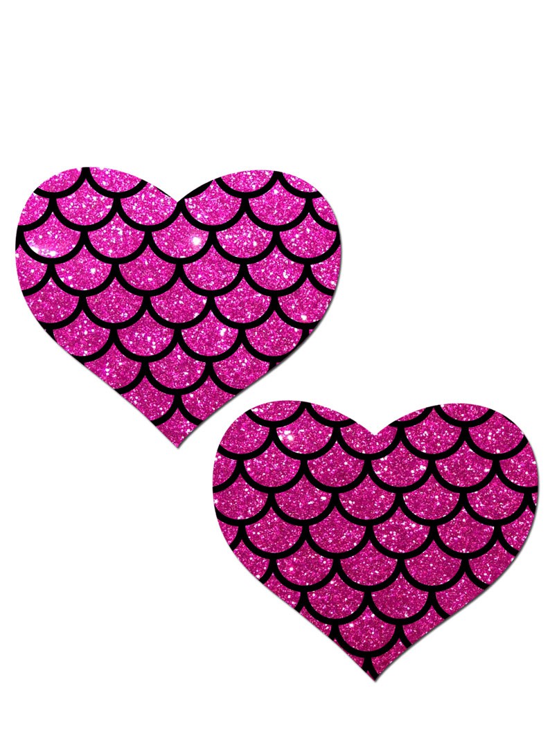 Hot Pink Glitter Mermaid Heart Pasties