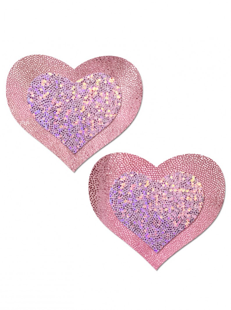 Pink Glitter Heart Pasties