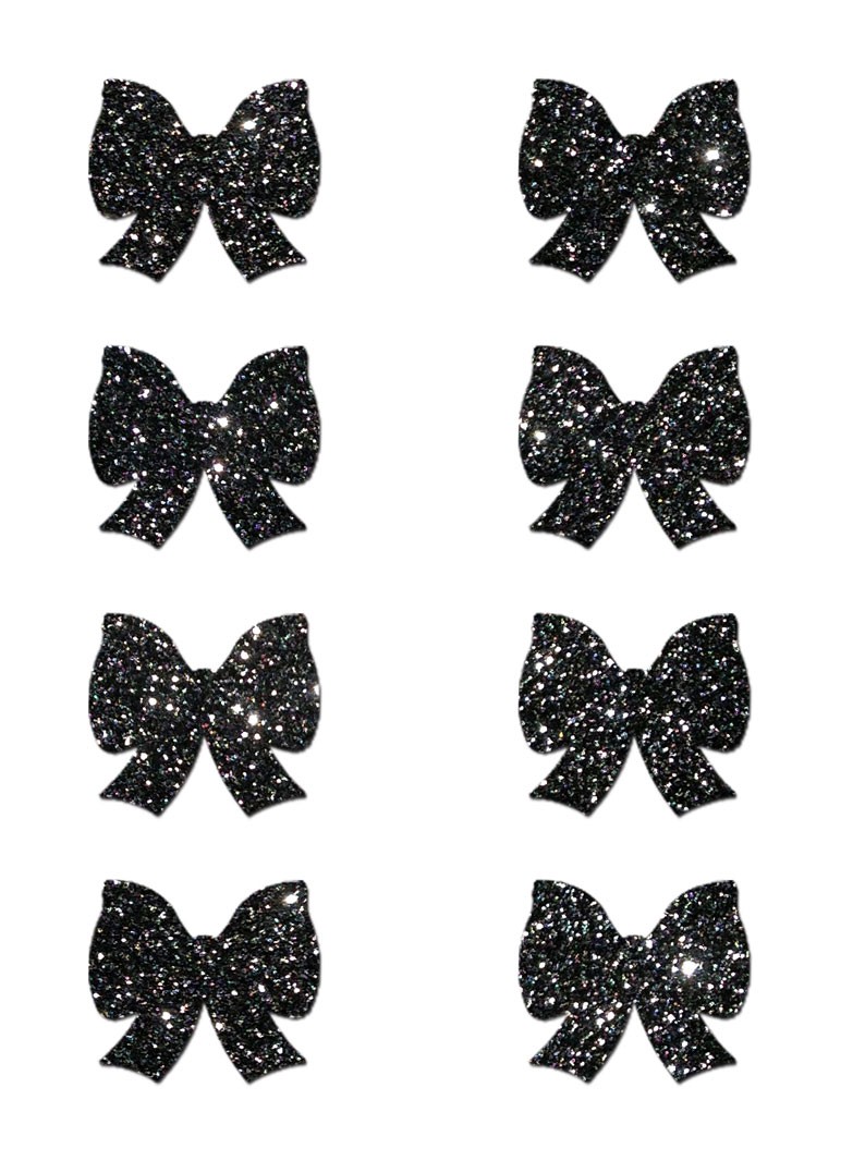 Mini Black Glitter Bows Body Pasties