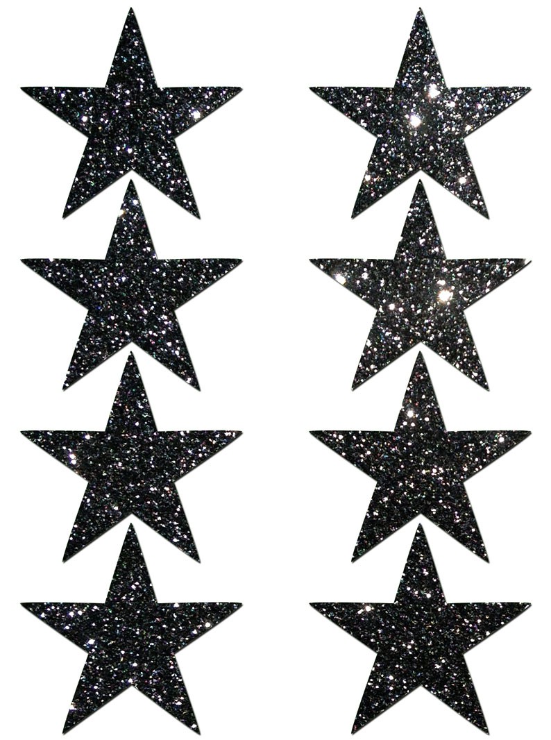 Mini Black Glitter Stars Body Pasties