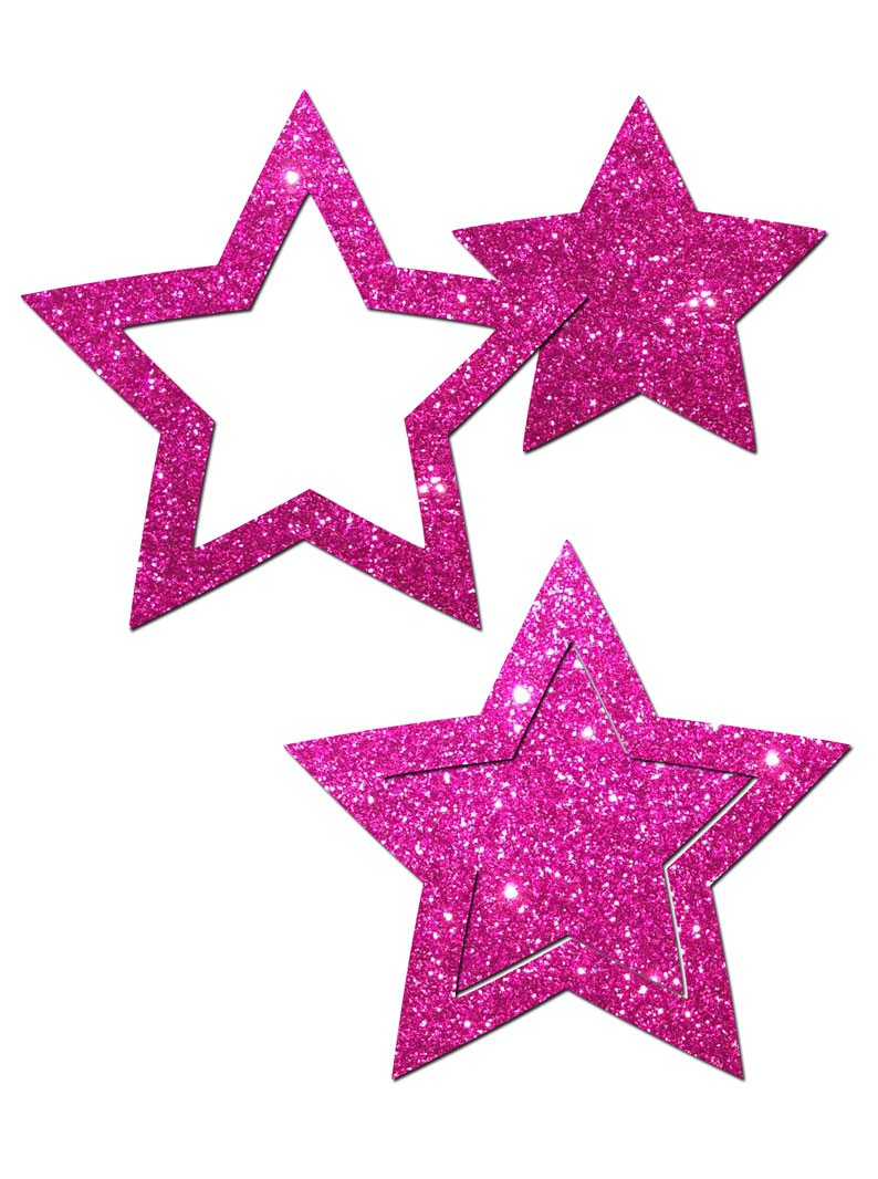 Hot Pink Glitter Peek-a-Boob Stars Pasties