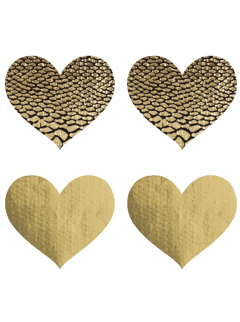 Gold Metallic Heart Pasties-Two Pair Set