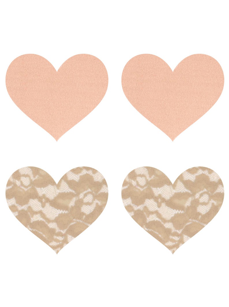 Nude Heart Pasties-Two Pair Set