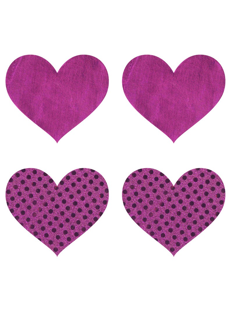 Pink Metallic Heart Pasties-Two Pair Set