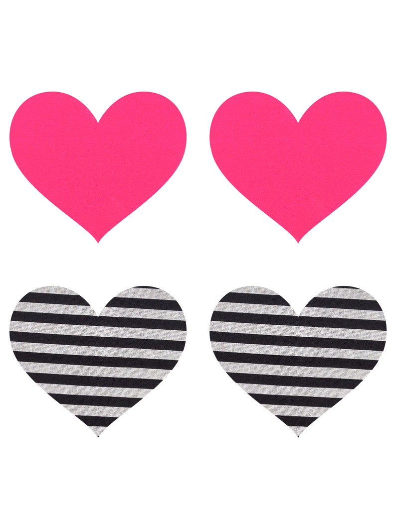 Pink & Stripes Heart Pasties-Two Pair Set