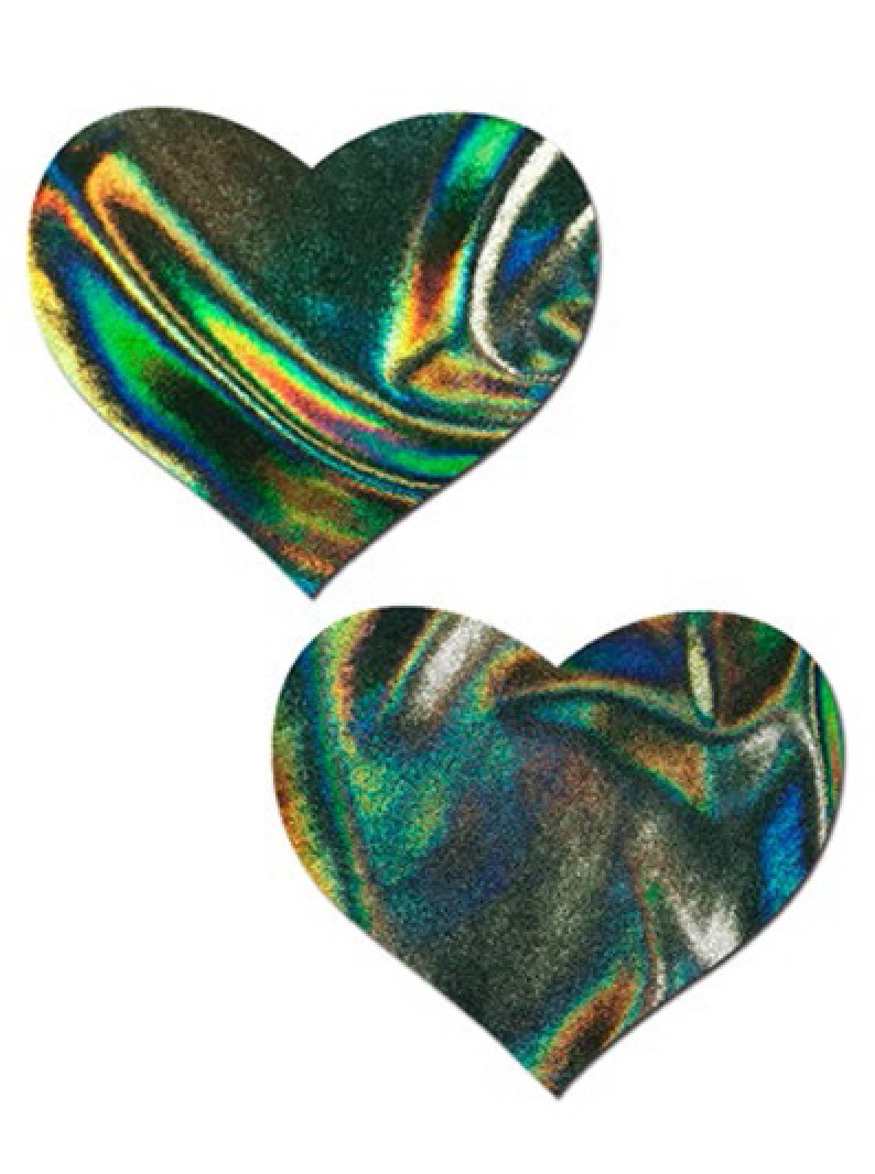 Green Iridescent Heart Pasties