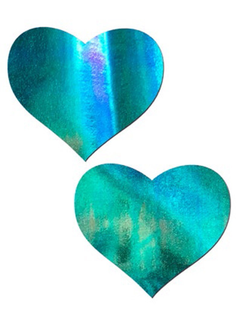 Blue Iridescent Heart Pasties