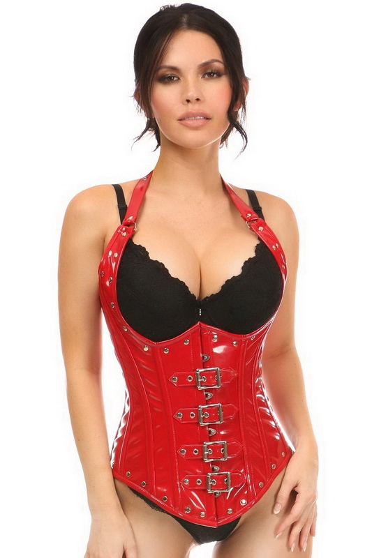 Top Drawer Red Patent PVC Vinyl Underbust Corset