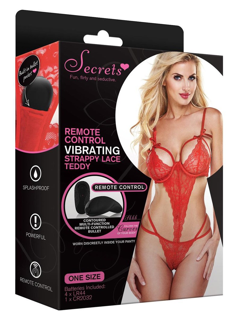 Strappy Red Lace Remote Vibrating Teddy