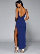 Deep Plunge High Slit Dress