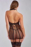 Black Mesh & Fishnet Cutout Gartered Chemise