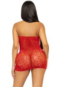 Red Rhinestone Net Halter Lingerie Chemise