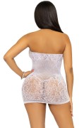 White Rhinestone Net Halter Lingerie Chemise