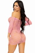 Pink Seamless Heart Net Lingerie Chemise