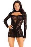 Black Lace Keyhole Mini Dress