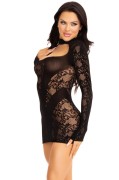 Black Lace Keyhole Mini Dress