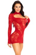 Red Lace Keyhole Mini Dress