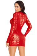 Red Lace Keyhole Mini Dress