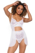 White Flyaway Lingerie Babydoll & High Waist Panty