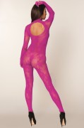 Azalea Pink Floral Fishnet Catsuit Bodystocking