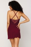 Burgundy Rib Knit Sleepwear Lingerie Chemise