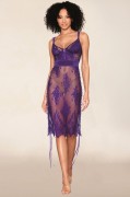 Violet Knee Length Side Lace Up Lingerie Chemise