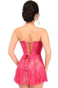 Lavish Fuchsia Sheer Lace Corset Dress