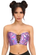 Lavish Lavender Holo Lace-Up Bustier Top