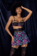 Black Dream Flower Print 2-in-1 Lingerie Set