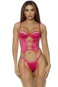 Pink Satin & Mesh Bustier