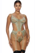 Sage Cutout Sheer Mesh Bustier Set