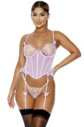 Lilac Sheer Mesh Butterfly Bustier Set