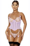 Lilac Sheer Mesh Butterfly Bustier Set