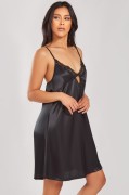 Leia\'s Black Satin Lingerie Chemise