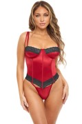 Temptress Red & Black Satin Bustier