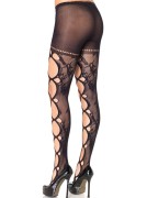 Floral Lace & Jumbo Net Seamless Knit Pantyhose