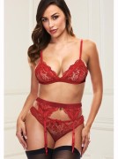 Scalloped Lace Bralette, High-Waisted Garterbelt & Panty Set