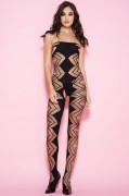 Black Strapless Zig-Zag Bodystocking