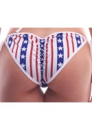 Patriotic Ticker Tape Tie-Side Scrunch Bikini Bottom