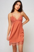 Copper Satin & Lace Lingerie Chemise